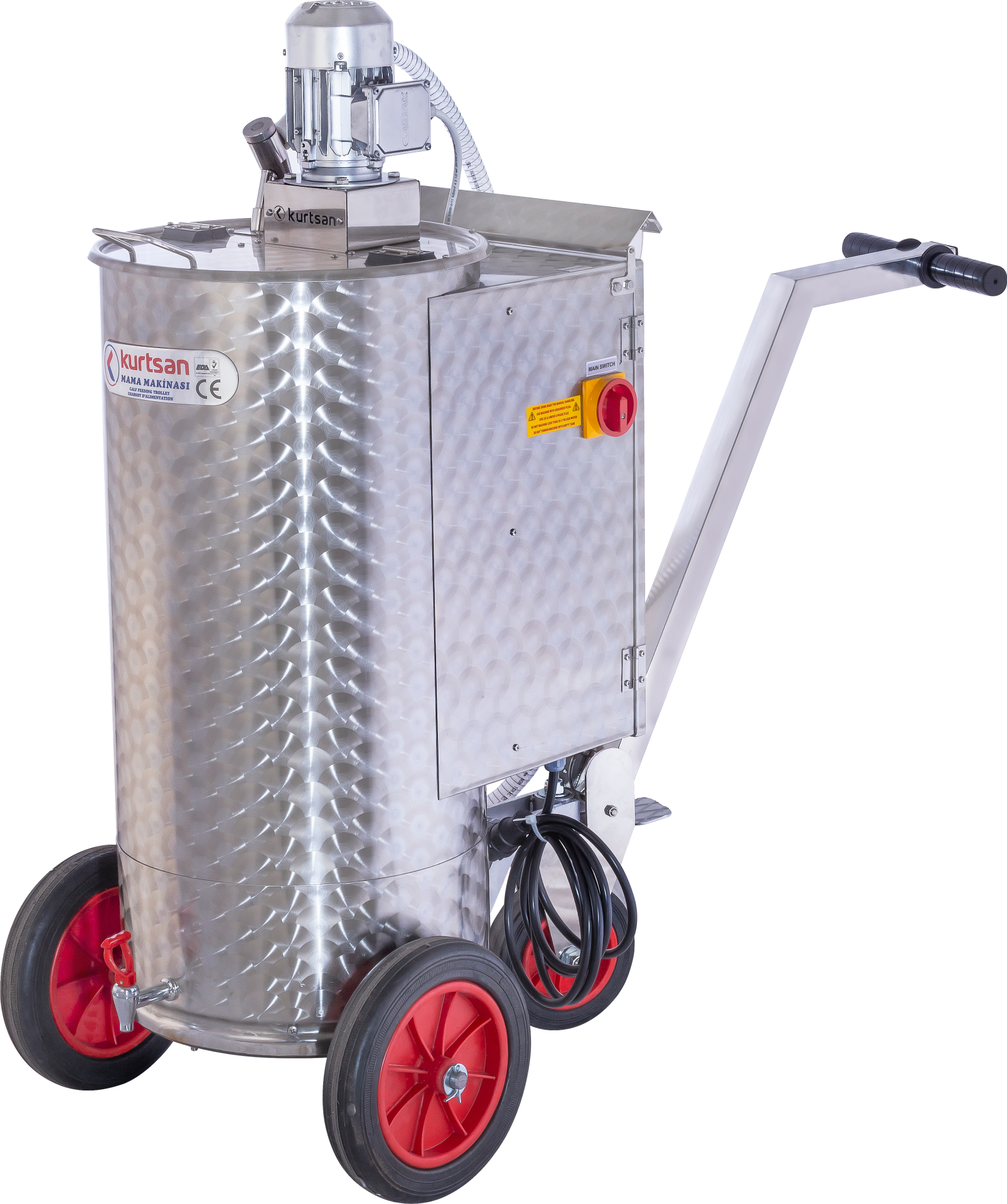 Paslanmaz Buzağı Mama Makinesi Akülü 100 Litre